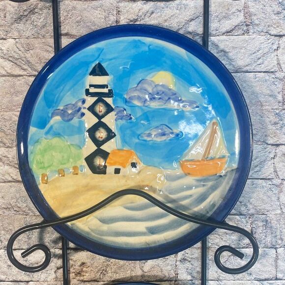 Lighthouse Wall Accents Coastal Beach Decor 5 Piece Set 4 Plate Design - Picture 3 of 5